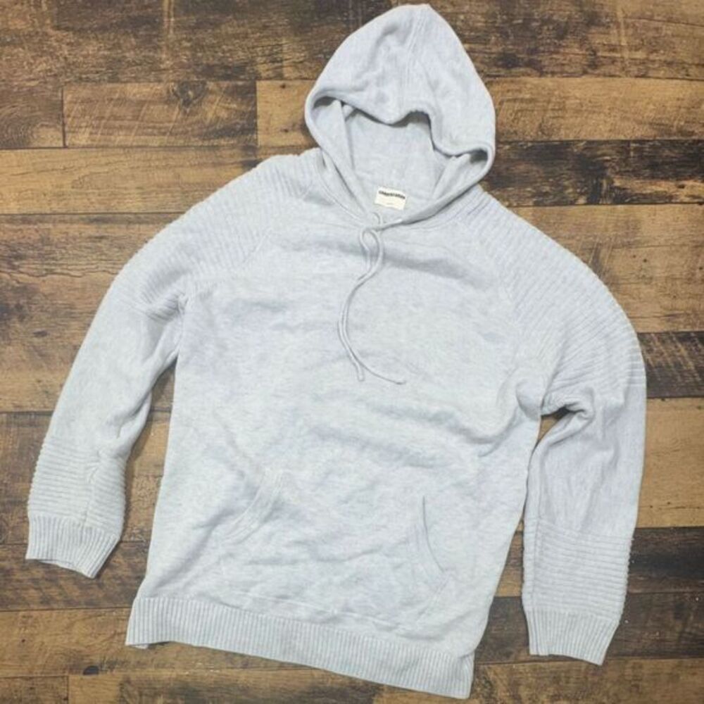 Candy & Caviar‎ Light Gray Knit Hooded Sweater Pullover Casual Cozy Loungewear